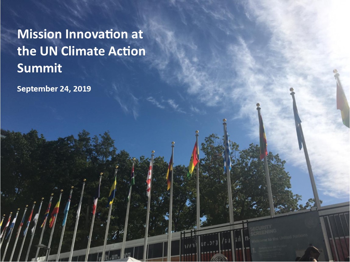NEWS RELEASE: Mission Innovation participates in UN Climate Action Summit