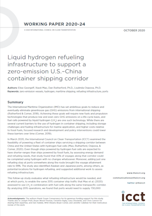 Liquid Hydrogen Refueling Infrastructure to Support a Zero-Emission U.S.–China Container Shipping Corridor